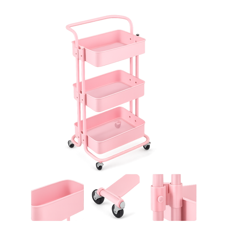 carrito organizador rosa