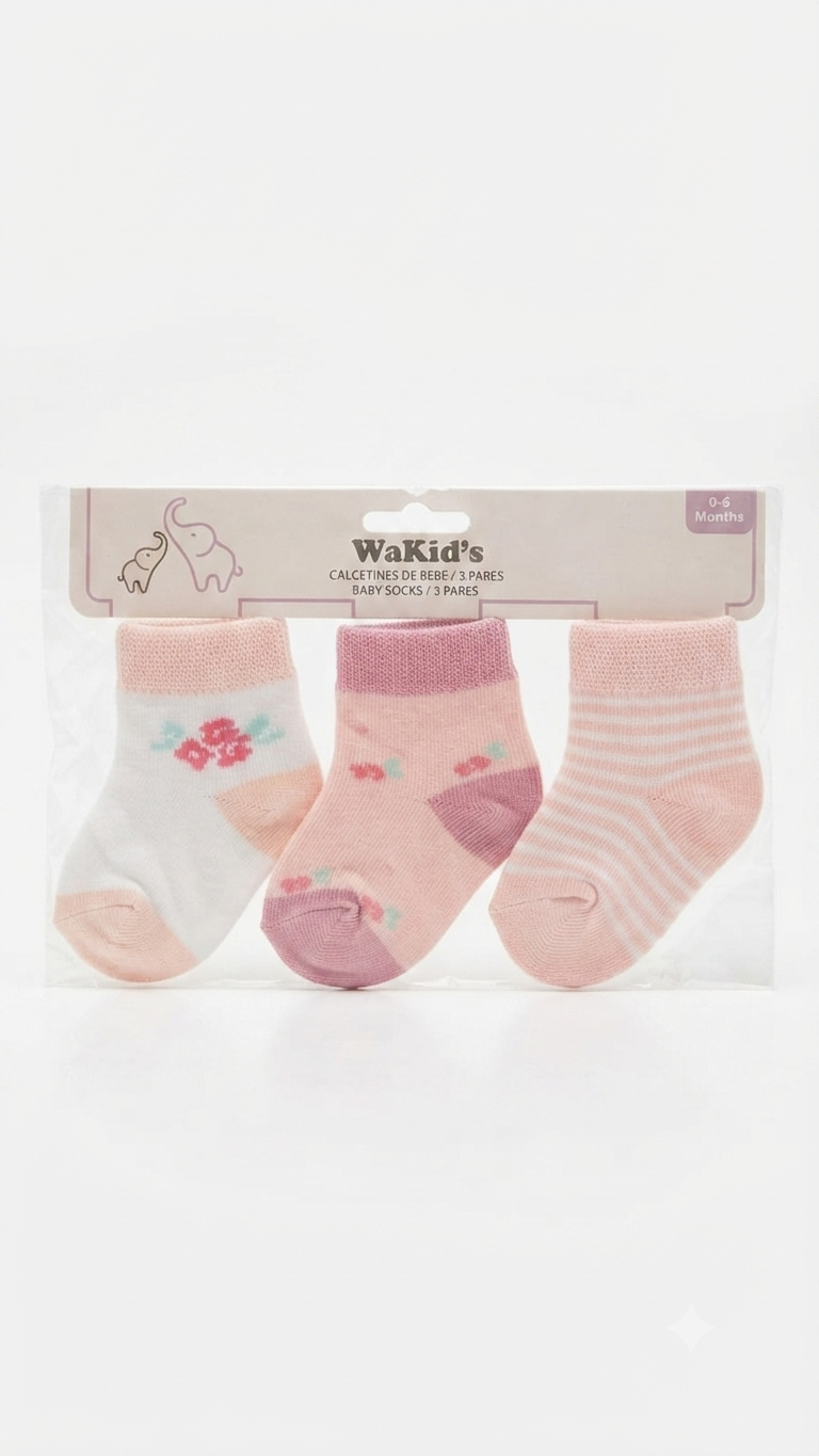 SET 3 PARES MEDIAS PARA BEBE