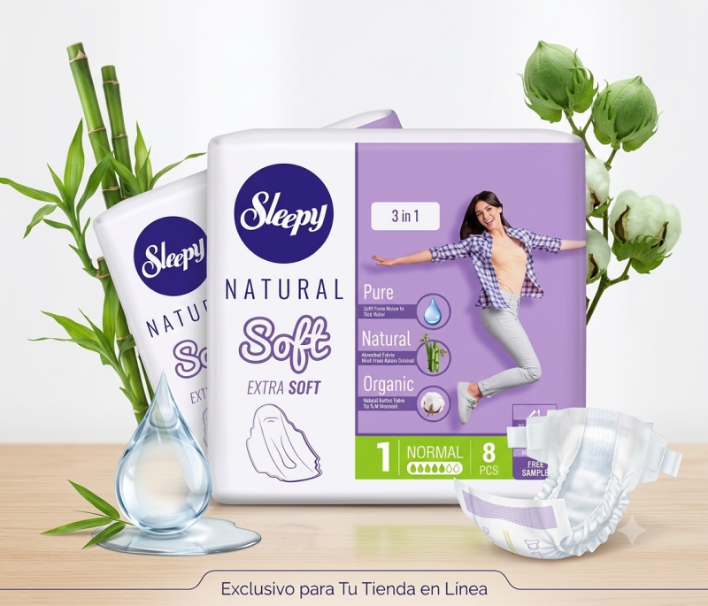 Toallas Sanitarias Sleepy Natural Soft – Extra Suavidad y Protección 8 UNI