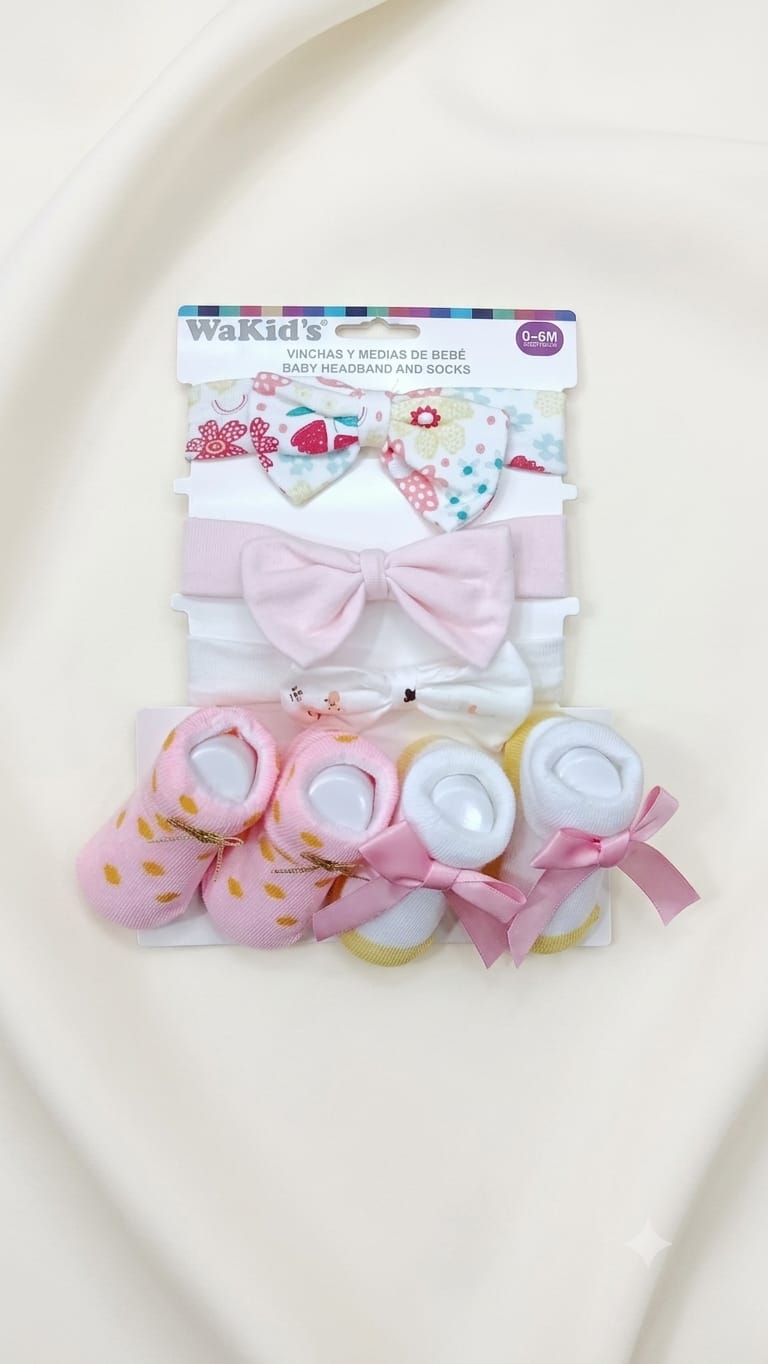 SET DE VENDAS Y MEDIAS PARA BEBE
