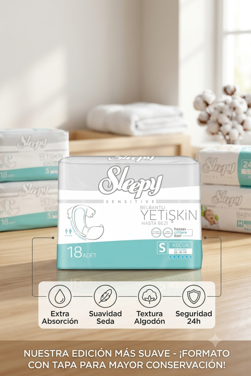 Pañales para Adultos Sleepy Sensitive – Talla S (18 unidades)