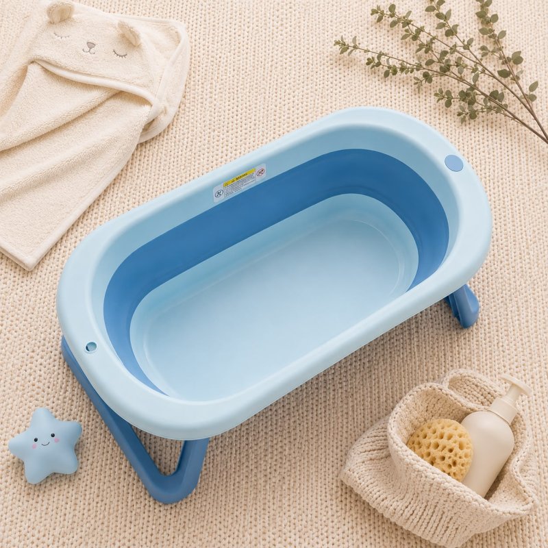 BAÑERA PLEGABLE CON BASE WB AZUL