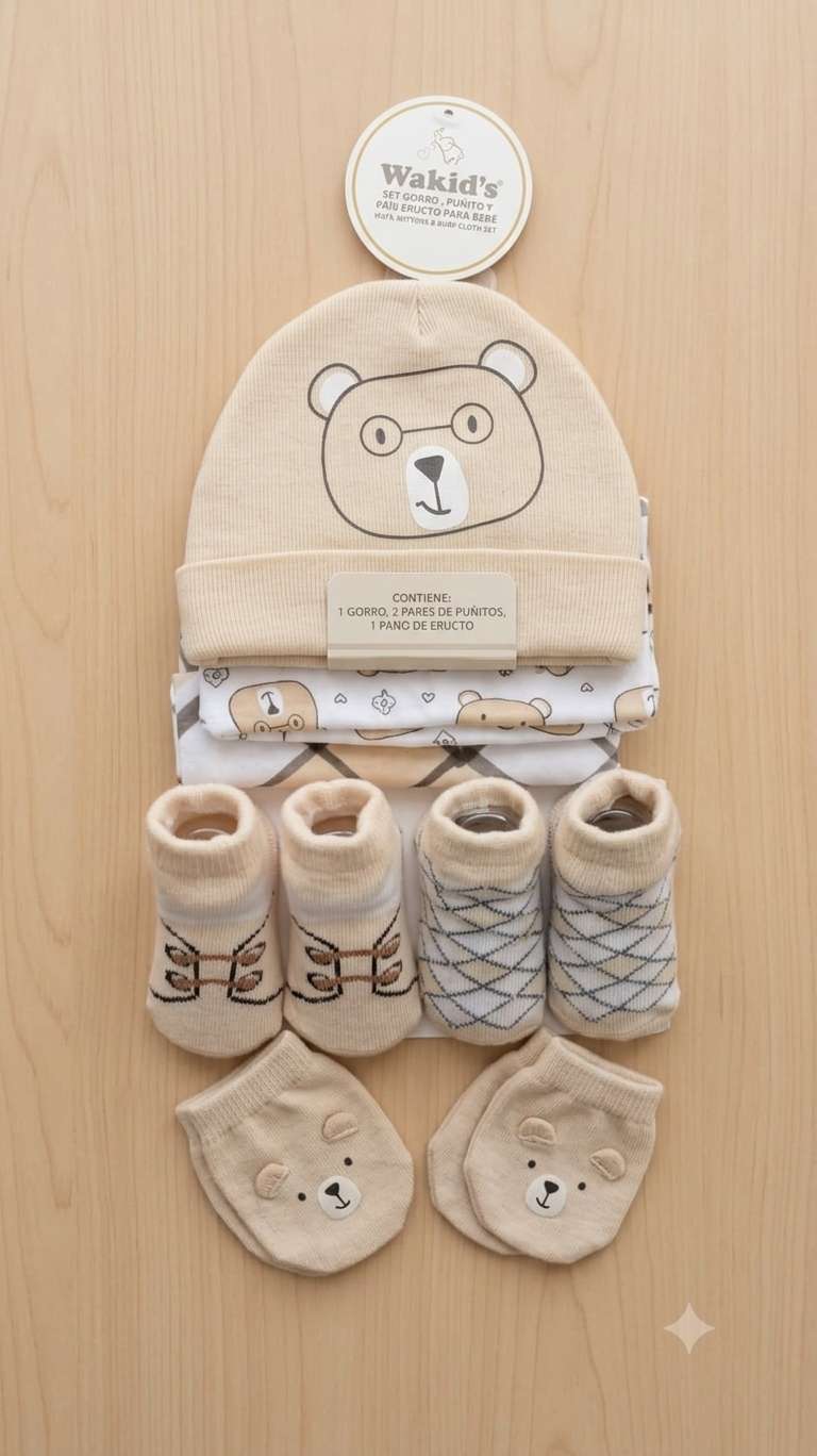 SET DE GORRITOS Y PUÑITOS PARA BEBE