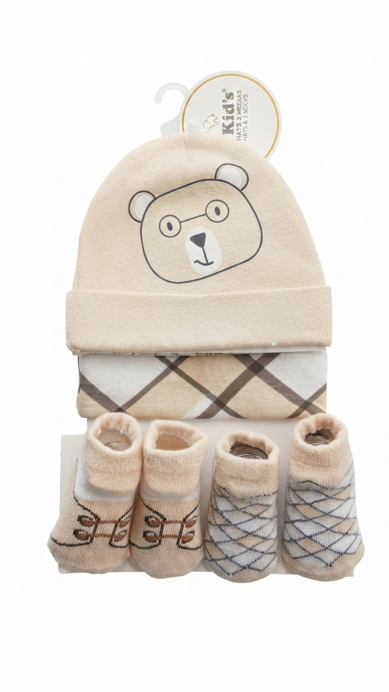 SET GORRO Y MEDIAS PARA BEBE